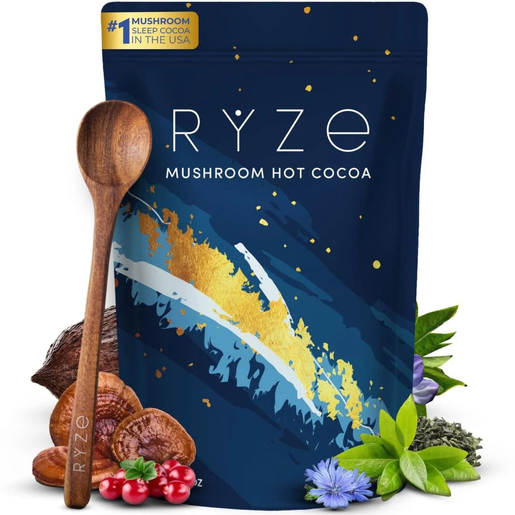 RŸZE Mushroom Hot Cocoa Sleep Powder with Melatonin & Reishi – 20 Servings