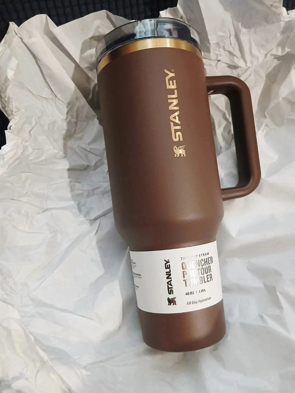 New Espresso Gold Quencher Pro Tour Flip Straw Tumbler 40oz Brown