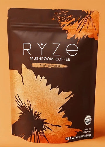 RYZE Mushroom Coffee – Bright & Smooth – 6.35 oz / 180g – Drink Mix
