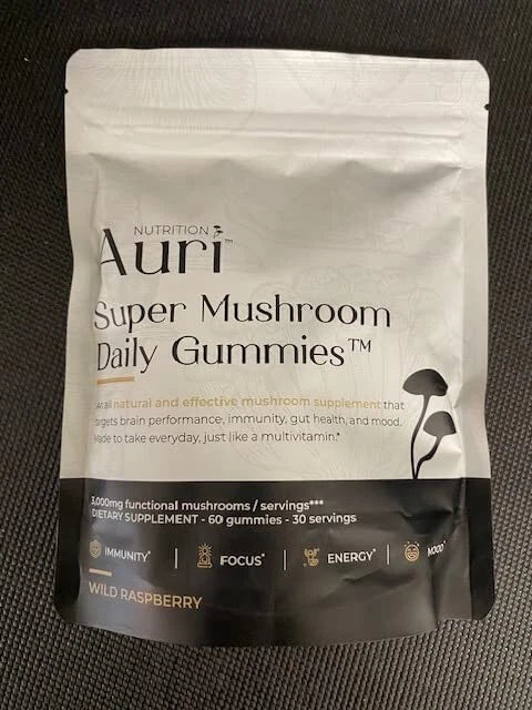 Auri Super Mushroom Daily Gummies – 12 Mushroom Blend with Chaga – 60 Gummies