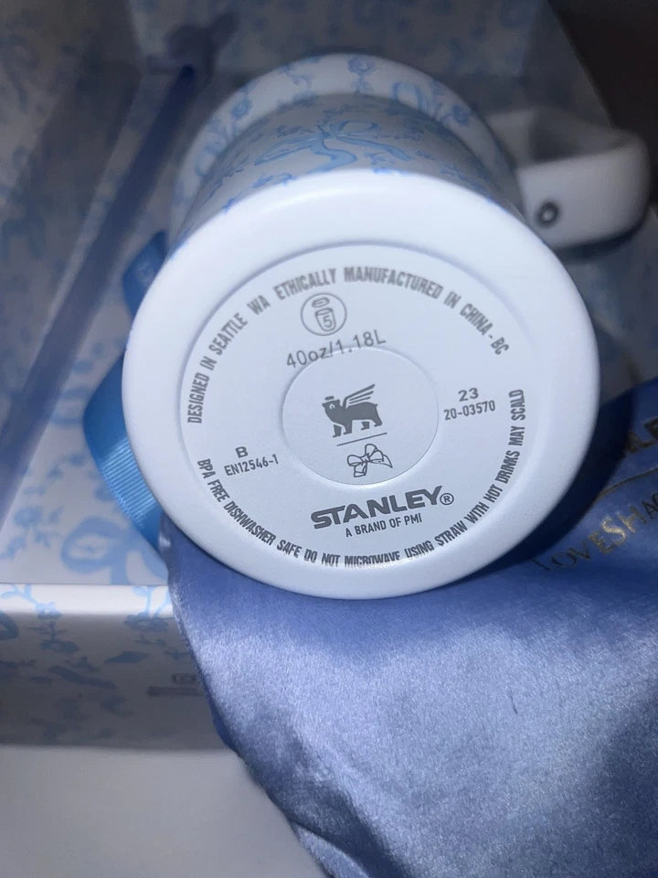 Stanley x LoveShackFancy Quencher H2.0 40oz Blue White Floral Tumbler