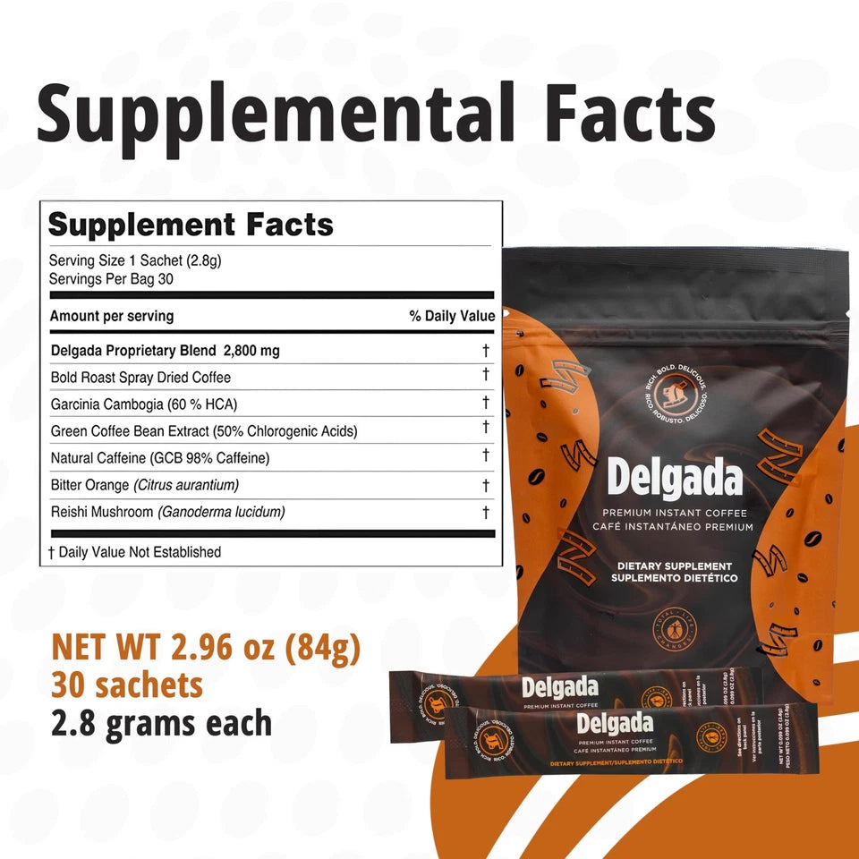 Delgada Instant Coffee with Garcinia Cambogia – 28 Count