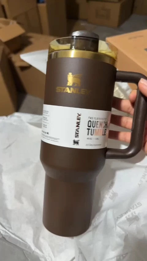 New Espresso Gold Quencher Pro Tour Flip Straw Tumbler 40oz Brown