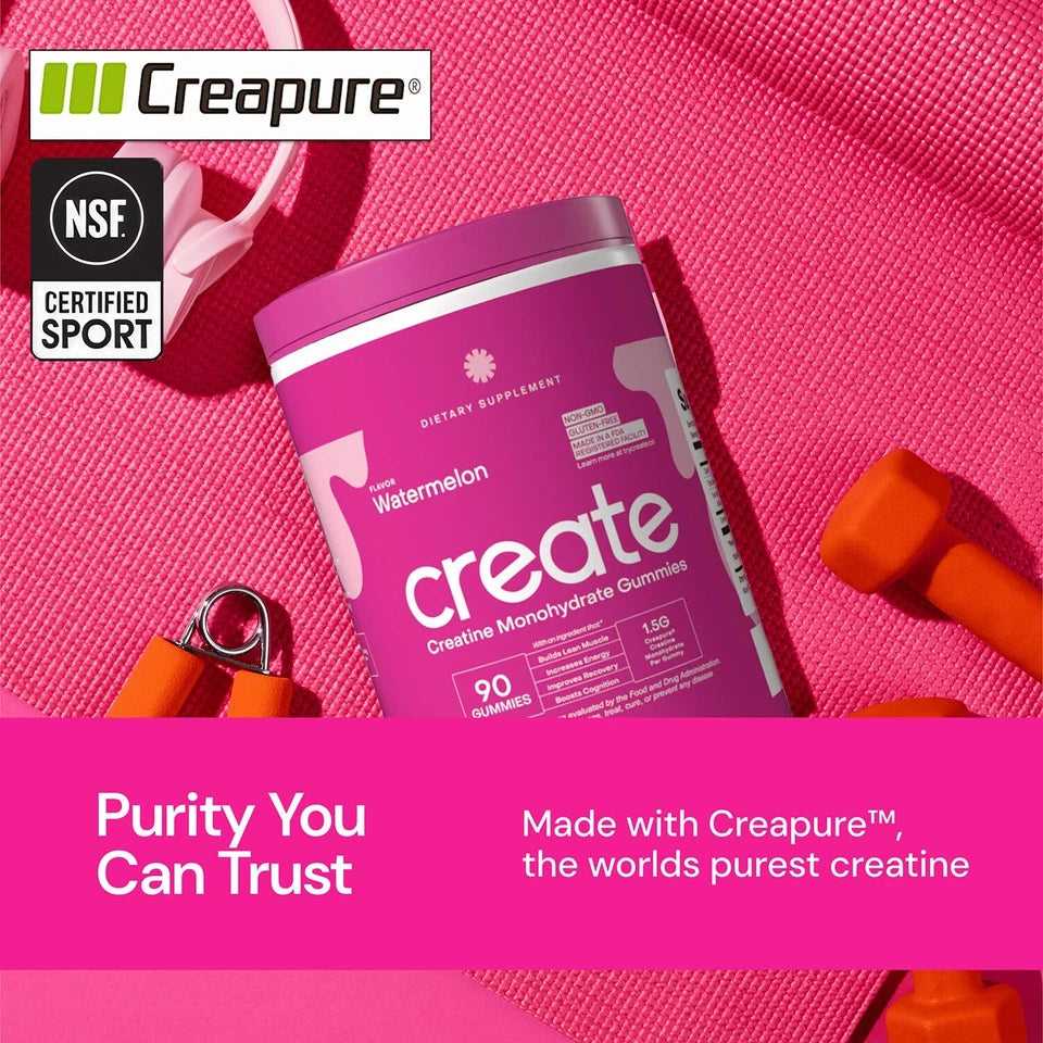 Creatine Monohydrate Gummies – Watermelon Flavor – 90 Gummies