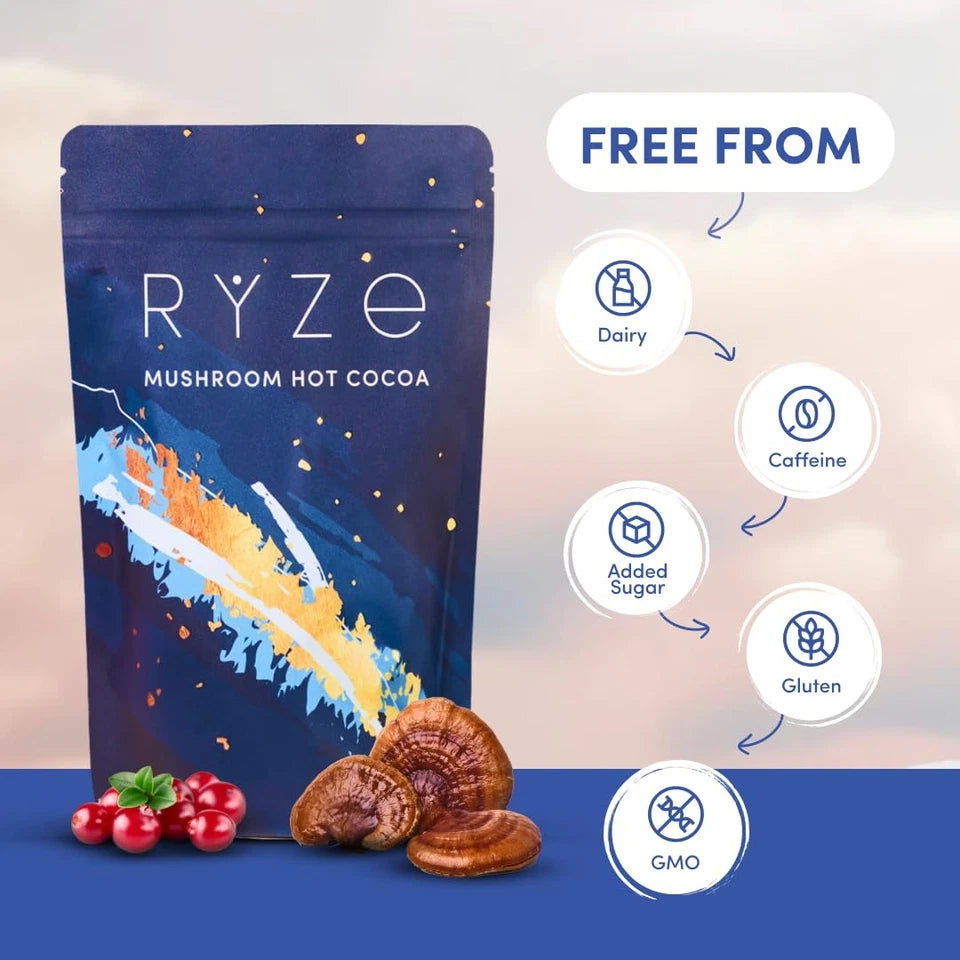 RŸZE Mushroom Hot Cocoa Sleep Powder with Melatonin & Reishi – 20 Servings