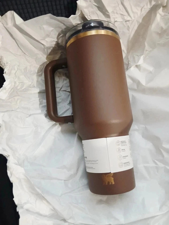 Gold Quencher Pro Tour Flip Straw Tumbler 40oz Brown Cup