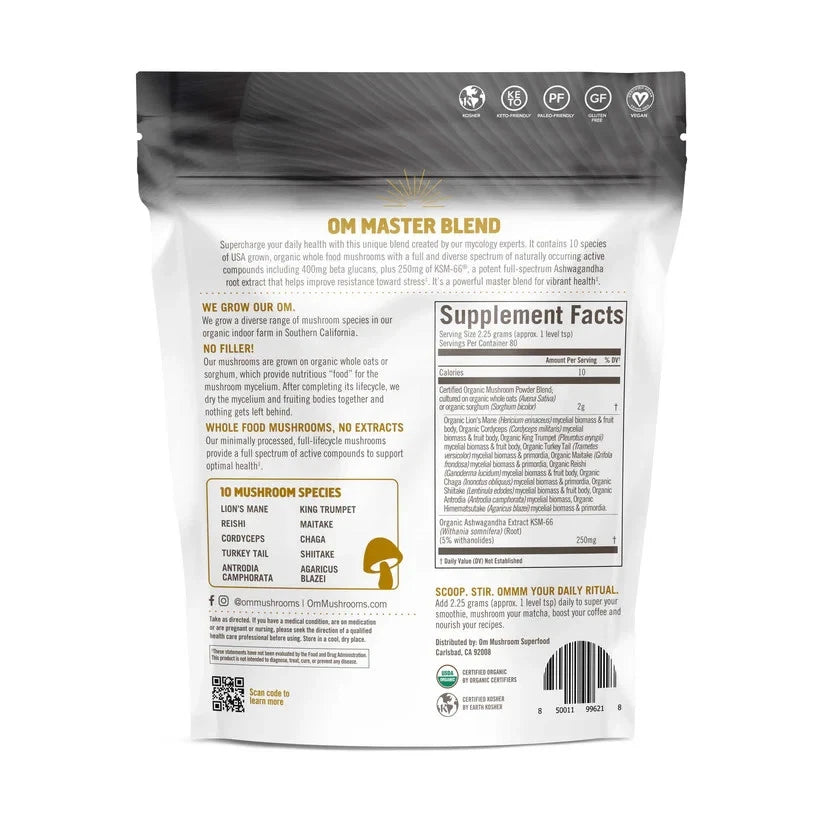 OM Mushroom Superfood Master Blend – Organic Mushroom Powder – 80 Servings