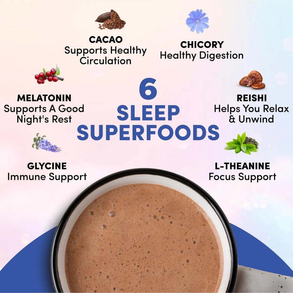 RŸZE Mushroom Hot Cocoa Sleep Powder with Melatonin & Reishi – 20 Servings